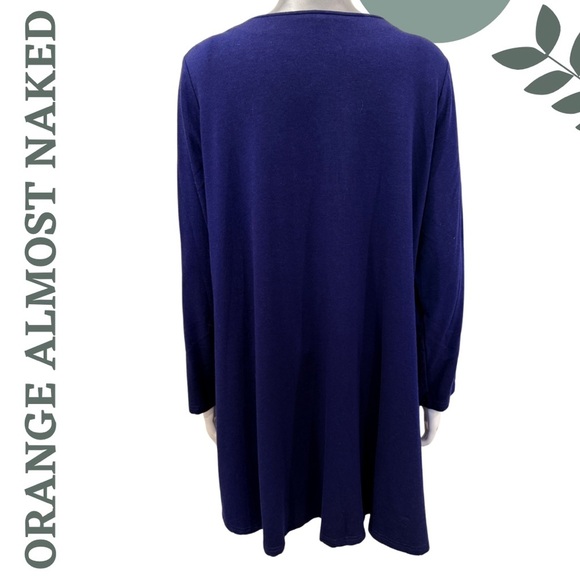 Navy Blue Casual Knit Tunic Top by Orange Almost Naked | 1/4 Zip Size L / XL - Picture 4 of 7